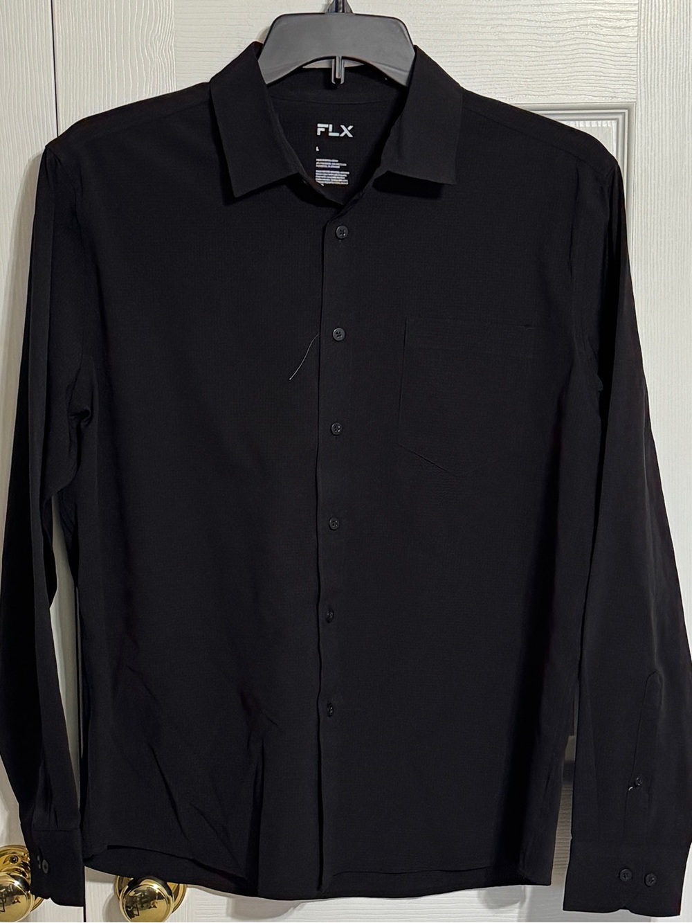 FLX Men’s Black Long-Sleeve Dress Shirt Button Down